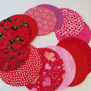 Valentines Day  11" Circular Placemat/Centerpiece Reversible Round Heart Placemat Sweetheart Table Decor Valentines Home Decor