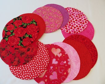 Valentines Day  11&quot; Circular Placemat/Centerpiece Reversible Round Heart Placemat Sweetheart Table Decor Valentines Home Decor