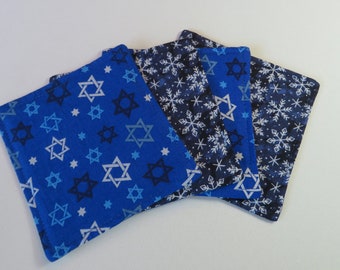 Ensemble réversible de dessous de verre Hanukkah et flocon de neige