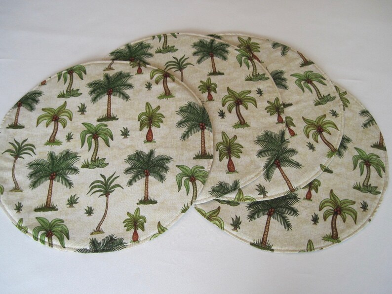 Palm Tree Round Placemats Reversible Set of 2 4 or 6 Tropical Etsy