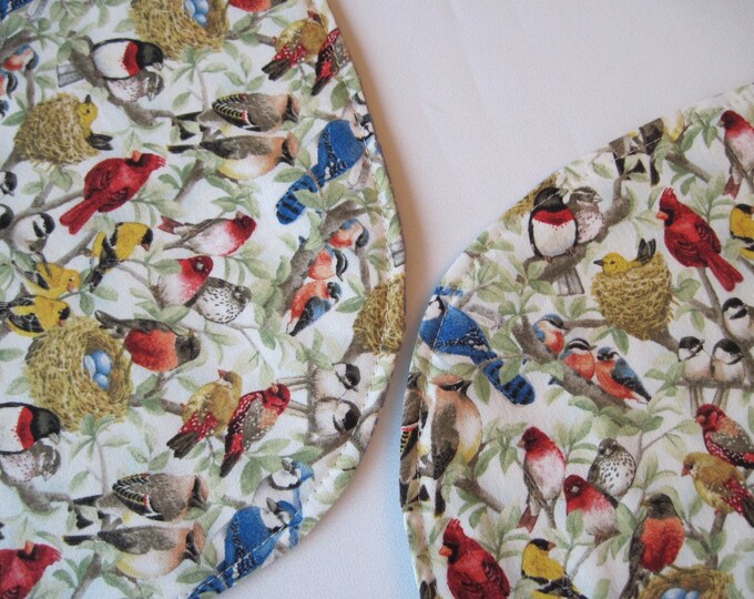 Beautiful Birds Oval Placemats Reversible Set of 4 or 6 Blue Birds Oval