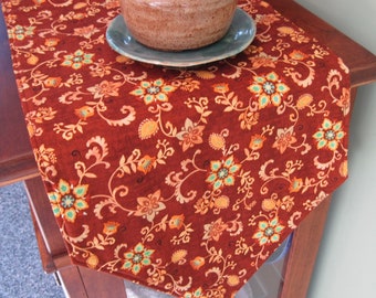 54" 72" Fall Burgundy Table Runner Reversible Turquoise Runner Maroon Brown Dresser Scarf Southwest Runner Turquoise Maroon table decor