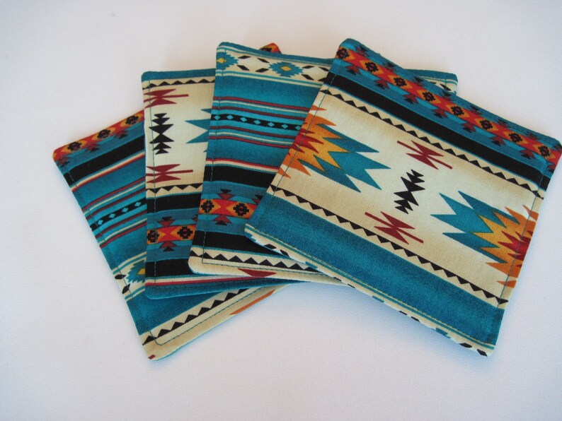 Southwestern Coasters Set of 4 or 6 Turquoise Southwest Etsy