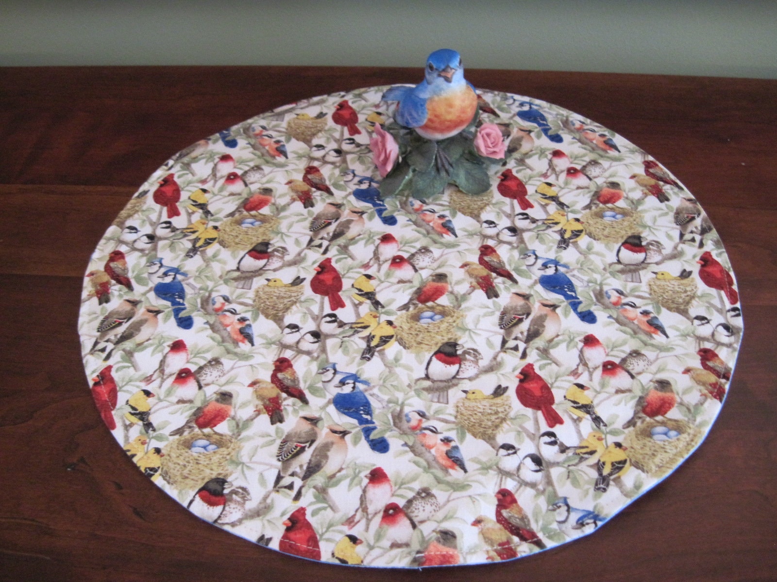 Beautiful Birds Round Placemats Reversible Set 2 4 or 6 Blue Etsy UK