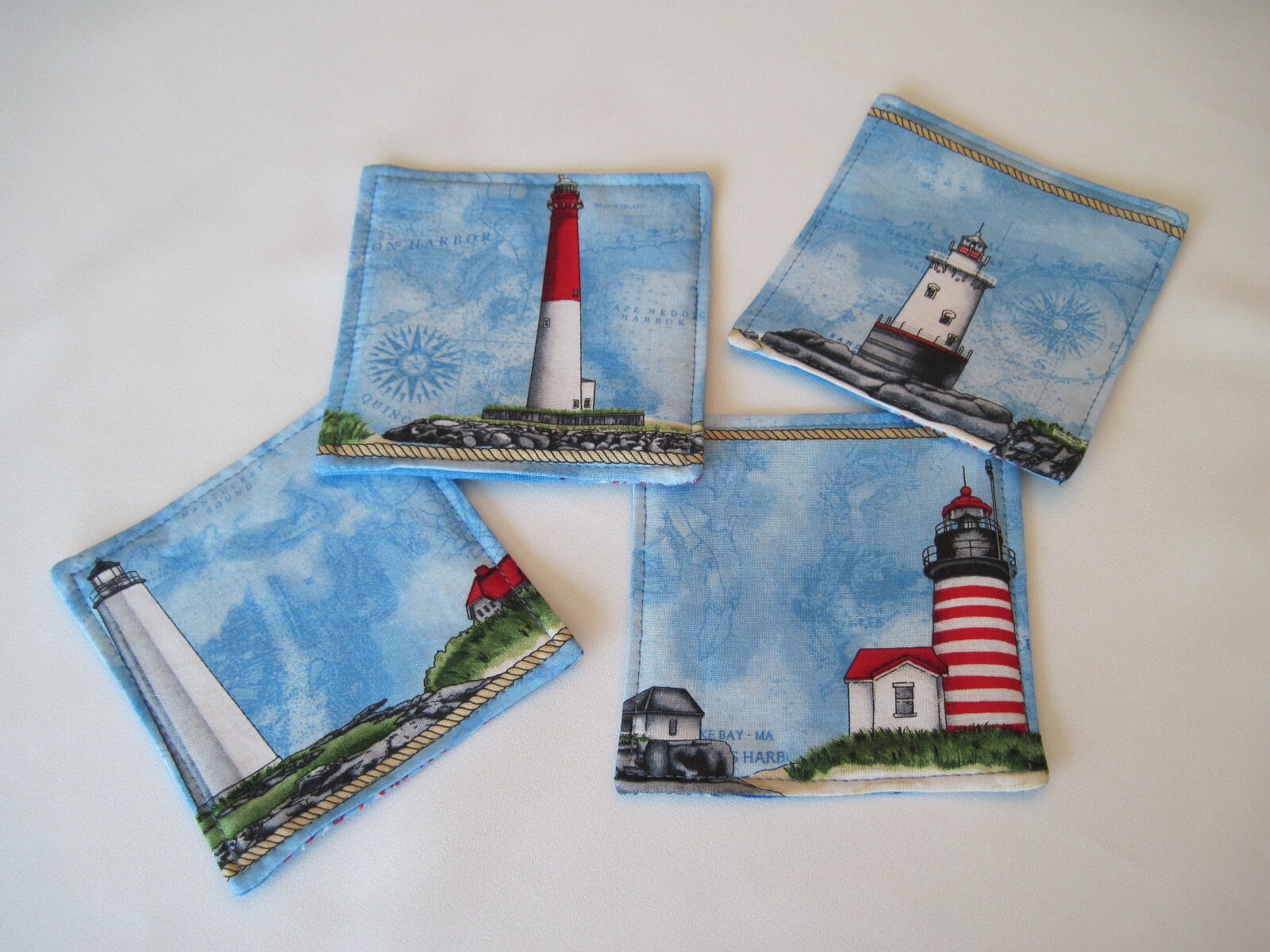 Lighthouse Placemat Set 4 or 6 Reversible Blue Nautical Etsy
