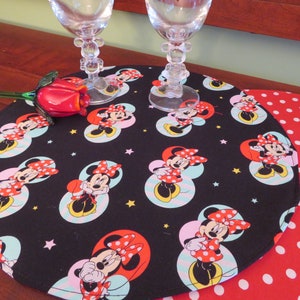 Mickey Minnie Mouse Round Placemat set Reversible Disney Placemats Minnie Mouse Placemats Mickey Mouse Mats Disney table decor Disney Gift
