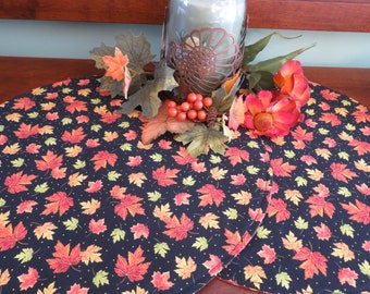 Black Fall Leaves Round Placemats Reversible Set 2 4 or 6 Copper Burgundy Circular Placemats Fall Centerpiece Fall Autumn Placemats