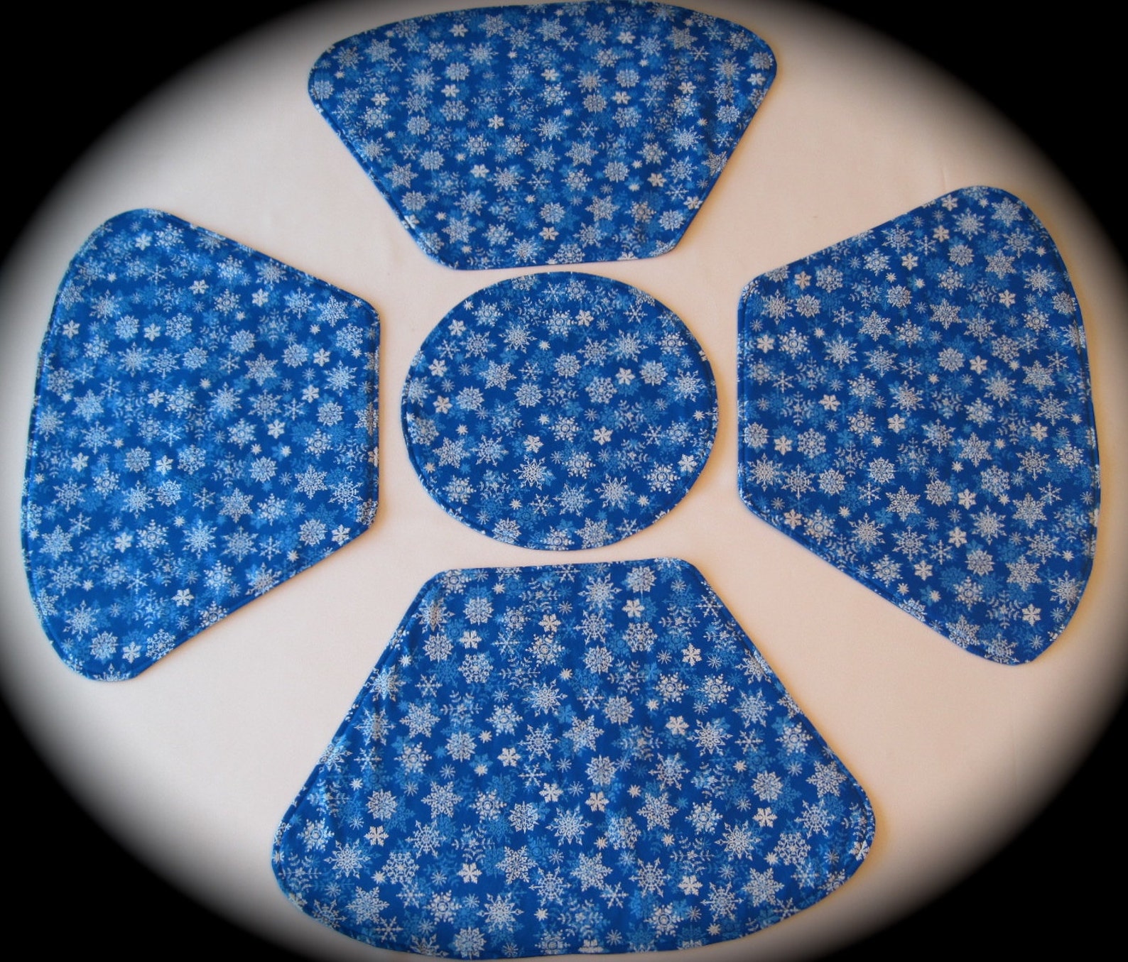 Blue Snowflake Wedge Placemats Reversible Blue Wedge Placemats Etsy