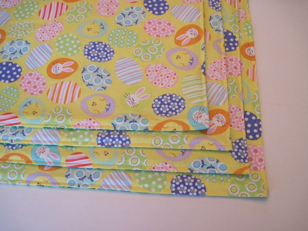 Yellow Easter Placemats 4 Or6 Reversible Easter Egg Placemats Decorated