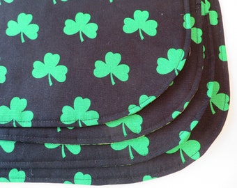 Oval St Patricks Day Placemats Set Reversible Black Green Shamrock Placemats Celtic Knot Clover Placemats St Patricks Day table decor