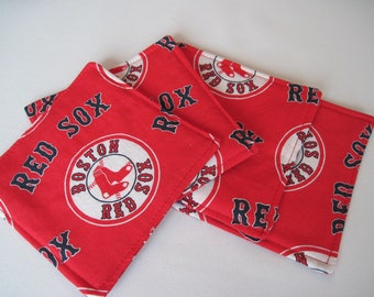 Boston Red Sox Coasters set 4 or 6 Reversible Boston Baseball Mug Rugs Red Sox Sports Mug Rugs Boston Sports Gift