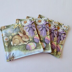 Easter Coasters Easter Bunny Coasters 4 or 6 Easter Daisy Mug Rugs Easter Mug Rugs Purple Easter Coasters Easter Decor Easter Hostess Gift