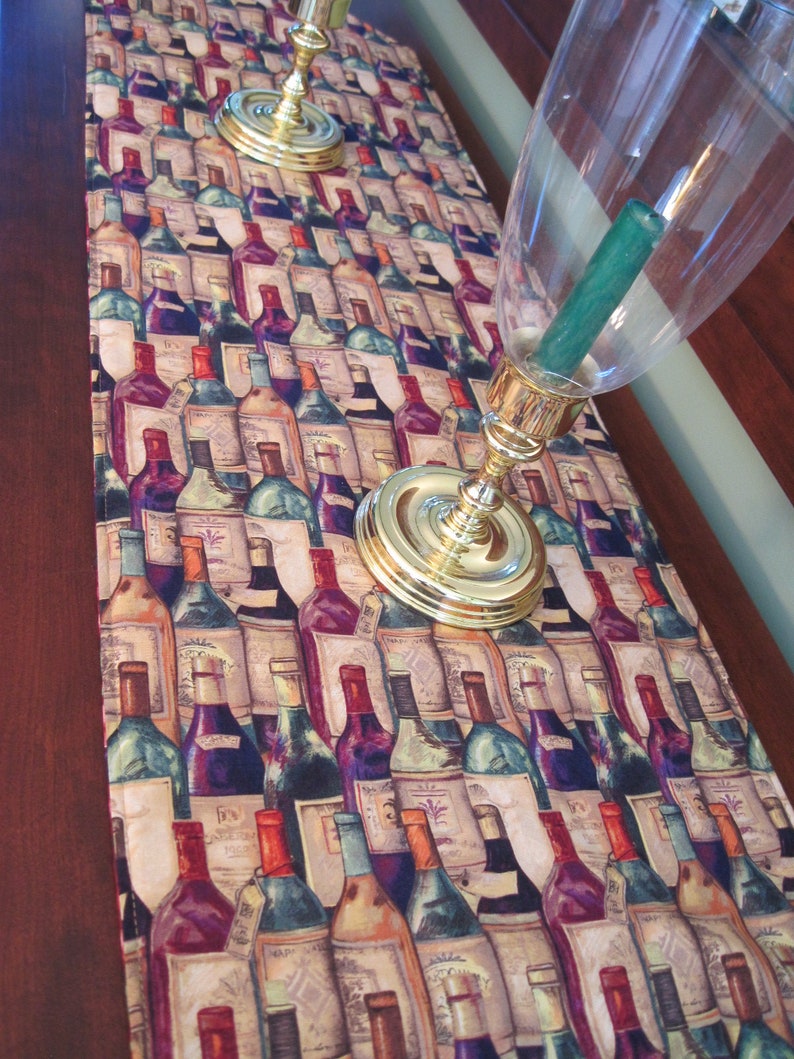 54 72 Wine Lovers Table Runner Wine Table Runner Reversible Wine Grape Runner Tuscany Runner Wine Country Runner Wine Bottle Table Runner