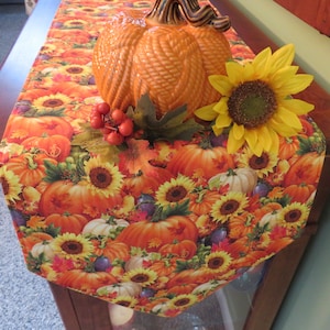 54&quot; 72&quot; 90&quot; Pumpkin Harvest Table Runner Reversible Sunflower Fall Table Runner Thanksgiving Runner Orange Autumn Pumpkin Fall table decor