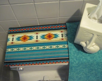 Teal Southwest Toilet Tank Runner Turquoise Toilet Tank Topper Aztec Tank Runner Sedona Toilet Tank Cover Turquoise Southwest Bathroom Decor