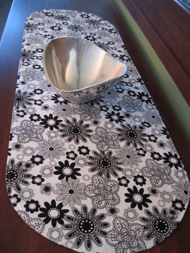 54 72 Black and White Table Runner Reversible Etsy