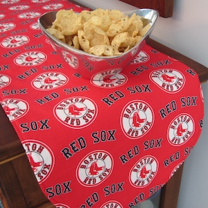 36&quot; Red Sox Table Runner Reversible Red Stars Table Runner MLB Table Runner Boston Red Sox Centerpiece Boston Red Sox Gift Boston sports