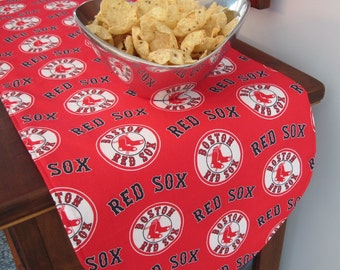 36" Red Sox Table Runner Reversible Red Stars Table Runner MLB Table Runner Boston Red Sox Centerpiece Boston Red Sox Gift Boston sports