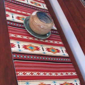 36 Southwestern Table Runner Reversible Orange Red and Turquoise Southwest Table Runner Aztec Table Runner Sedona Table Runner image 3