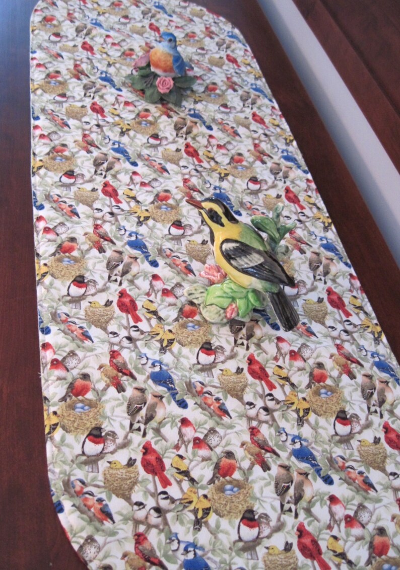 36 Beautiful Birds Table Runner Reversible Blue Bird Etsy