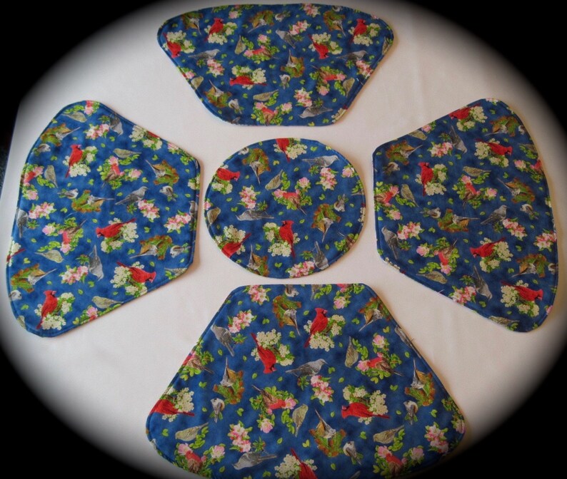 Cardinal Placemats Reversible Set 4 or 6 Blue Bird Placemats Etsy