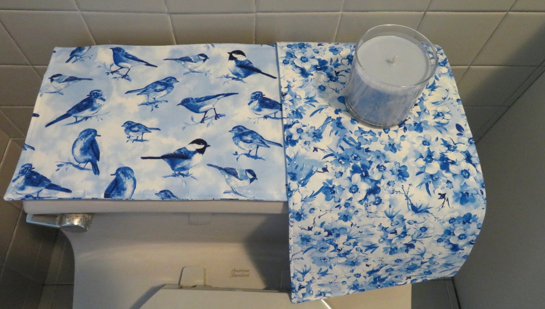 Blue Bird Toilet Tank Runner Blue Toilet Tank Topper Blue Etsy