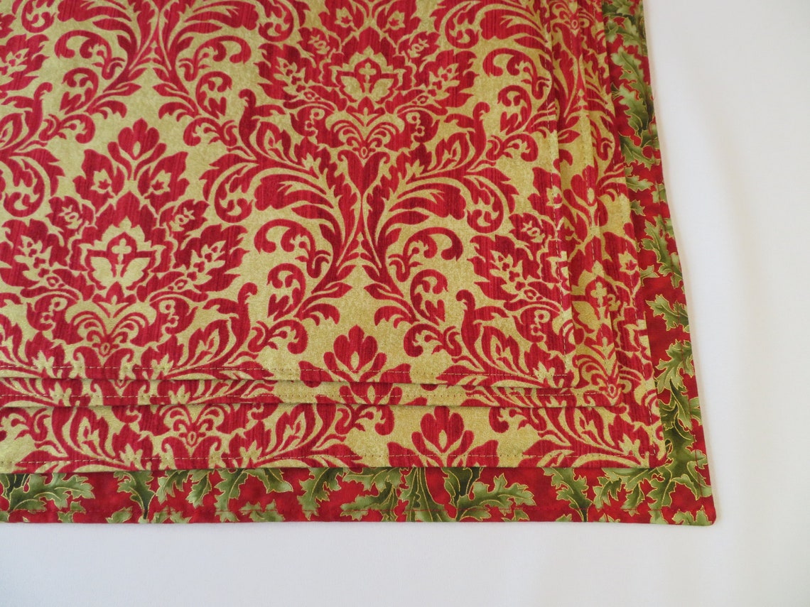 Red Gold Christmas Placemats Set 4 or 6 Red Gold Damask Etsy