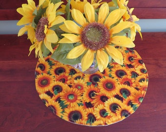 Sunflower Circular Placemats Reversible Set 2 4 6 Yellow Round Plate Charger Sunflower Circle Placemats Sunflower Lazy Susan Mat Table Decor