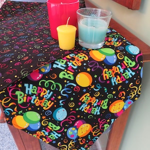 54 Birthday Party Table Runner Reversible Birthday Table Runner Balloon Table Runner Boy Girl birthday runner Happy Birthday Centerpiece image 1