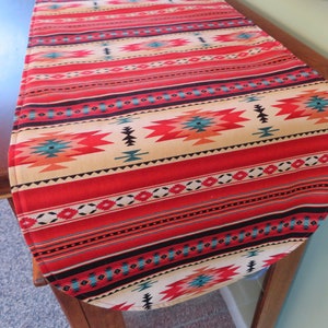 36 Southwestern Table Runner Reversible Orange Red and Turquoise Southwest Table Runner Aztec Table Runner Sedona Table Runner image 10