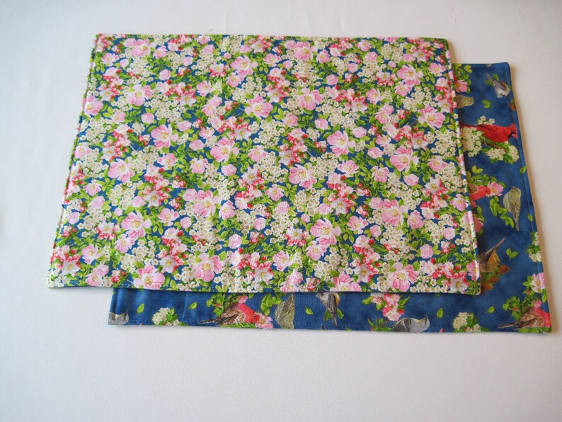 Cardinal Placemats Reversible Set 4 or 6 Blue Bird Placemats Etsy