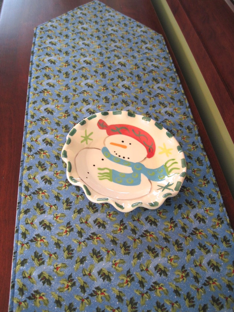 54 72 Snowman Table Runner Reversible Snowflake Etsy