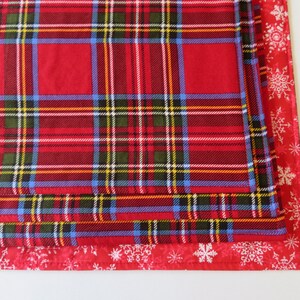 Christmas Plaid Placemats Reversible 4 or 6 Red Stewart Tartan Christmas Placemats Snowflake Placemats Red Green Country Christmas placemats