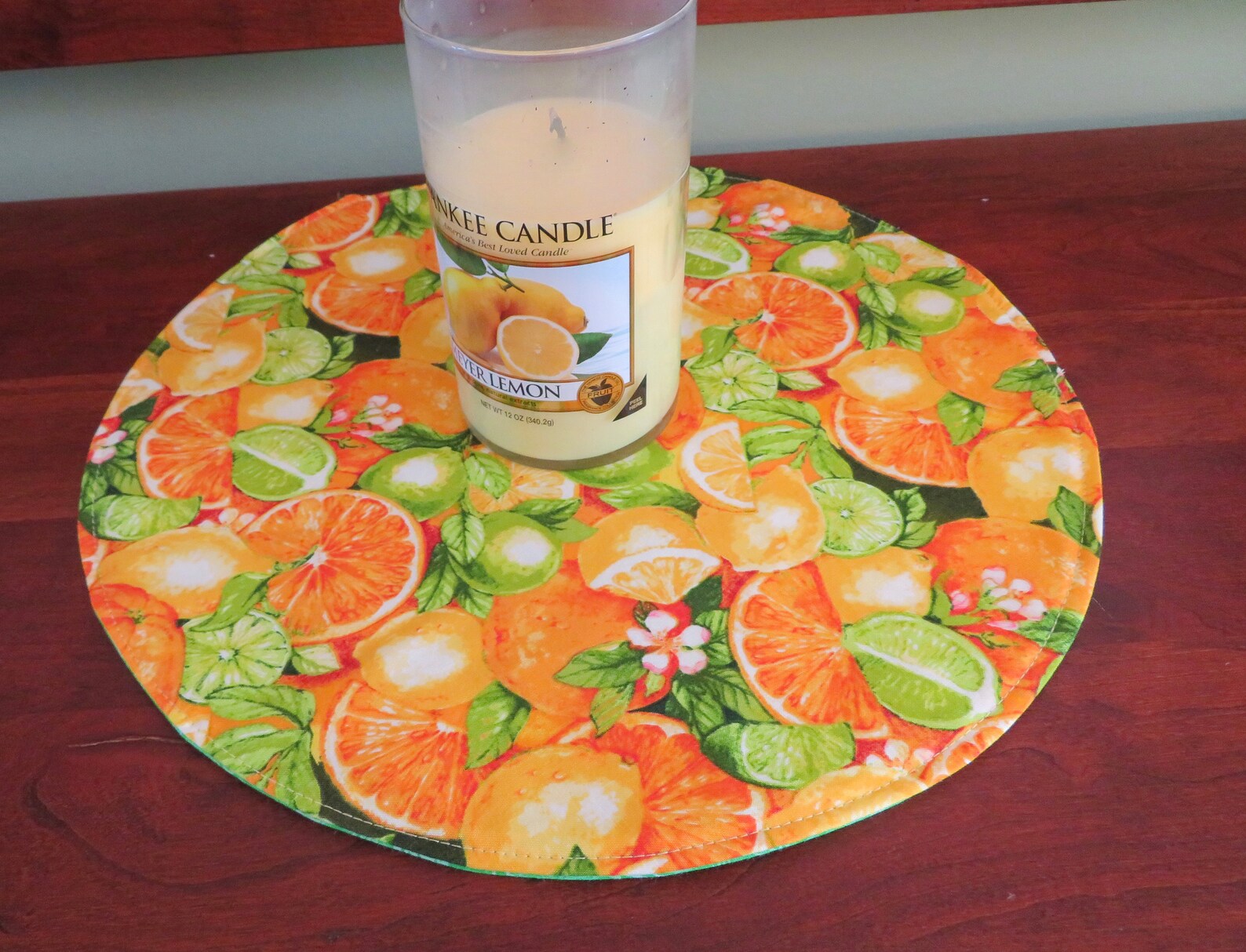 Orange Citrus Round Placemats set 4 o 6 Reversible Summer Etsy