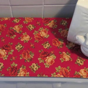 Burgundy Rose Toilet Tank Runner Rose Toilet Tank Topper Beige Toilet Tank Runner Lid Topper Red Bathroom Decor Floral Home Decor