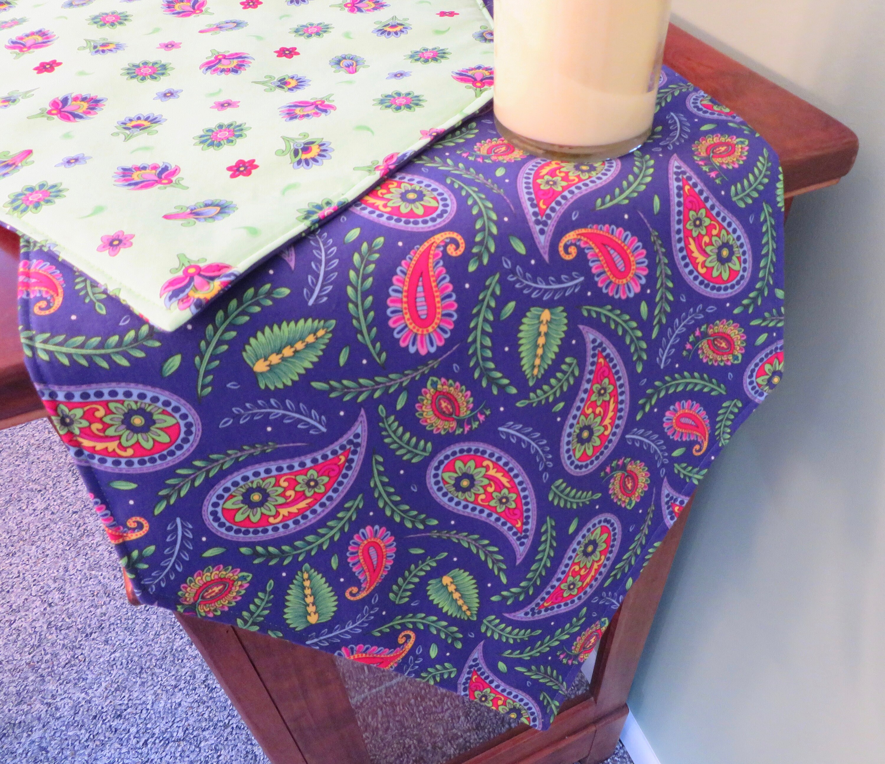 54 Blue Paisley Table Runner Reversible Trendy Classic Etsy