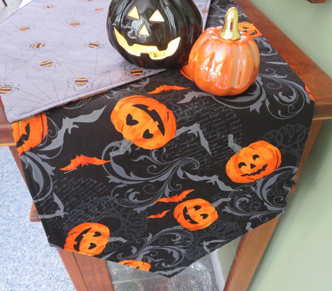 54" 72" Black Halloween Table Runner Pumpkin Table Runner Jack O ...