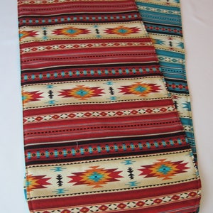 36 Southwestern Table Runner Reversible Orange Red and Turquoise Southwest Table Runner Aztec Table Runner Sedona Table Runner image 6