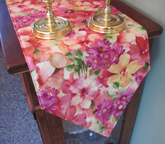 PINK & GREEN FLORAL TABLE RUNNER TOPPER PARTY  72" 90"