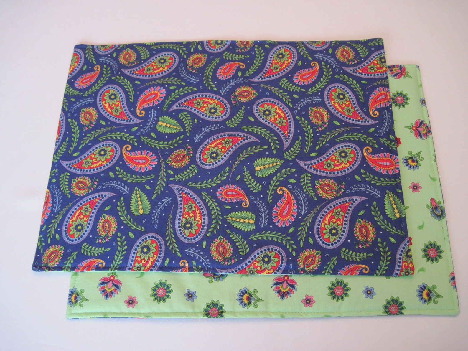 Blue/purple Paisley Oval Placemats Reversible Set 4 or 6 Blue Etsy