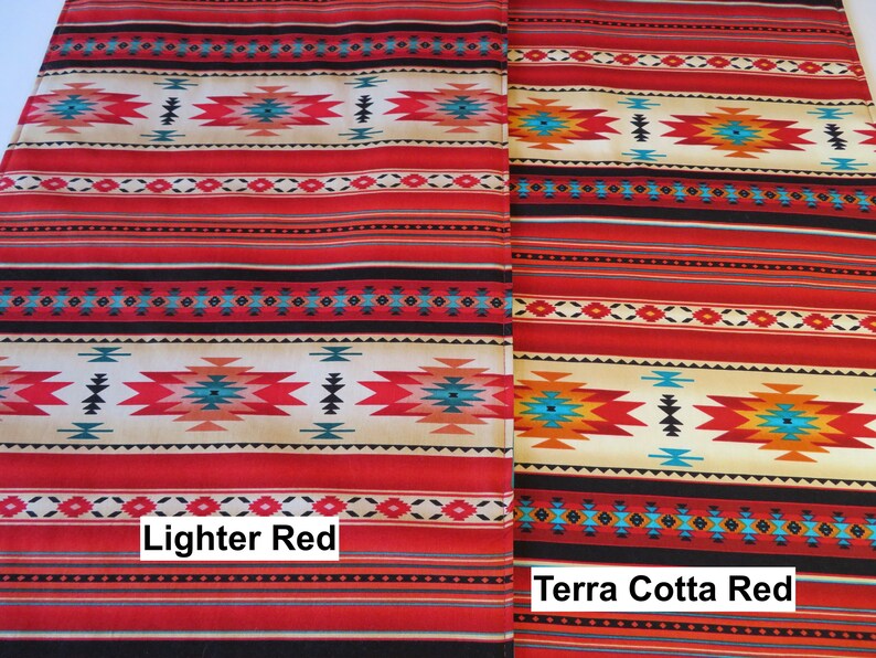 36 Southwestern Table Runner Reversible Orange Red and Turquoise Southwest Table Runner Aztec Table Runner Sedona Table Runner image 9