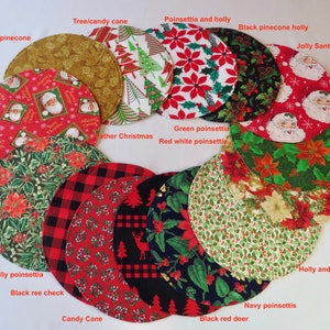 Christmas 11"  Circular Placemat/Centerpiece Reversible Round Holly Placemat Poinsettia Santa Candy Cane Table Decor Christmas  Home Decor