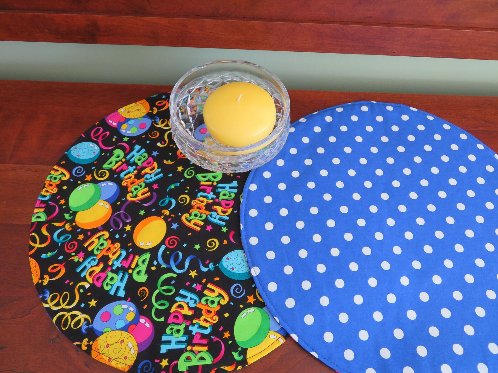Round Birthday Placemats Reversible Birthday Party Placemats Etsy