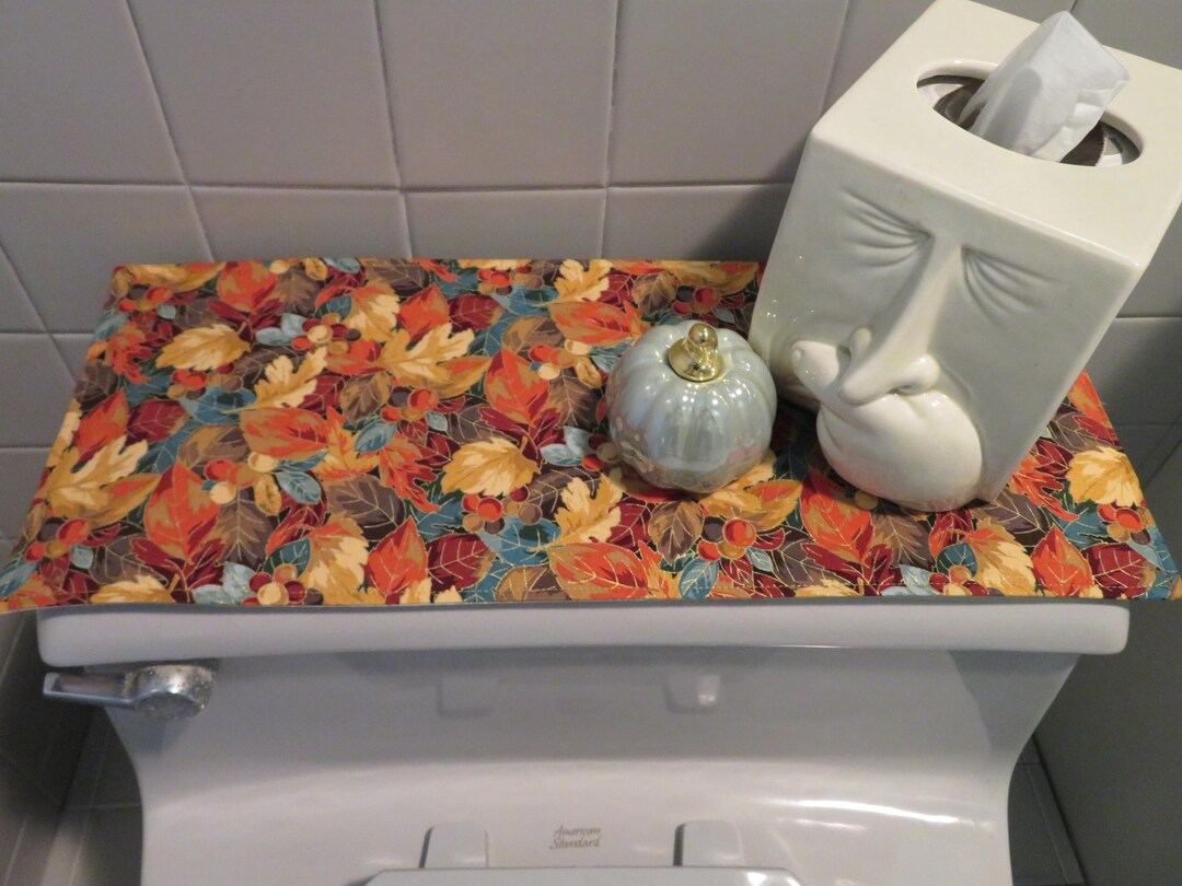 Beige Burgundy Toilet Tank Runner Rustic Burgundy Teal Autumn Toilet ...