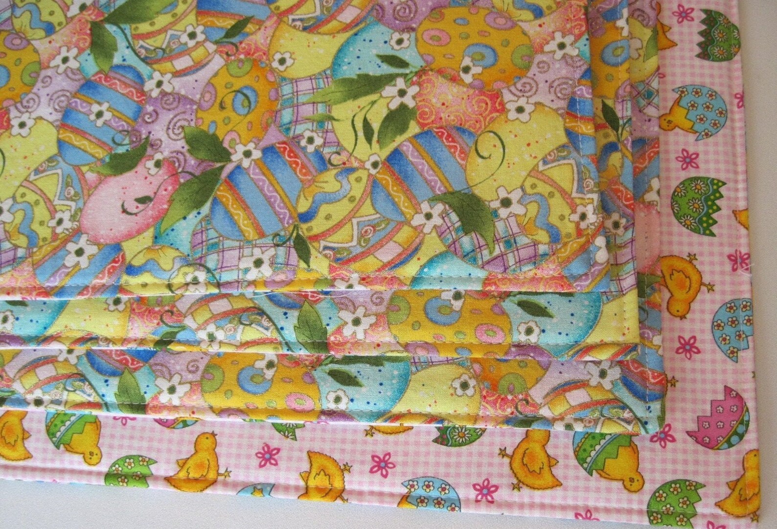 Easter Placemats 4 or 6 Reversible Easter Egg Placemats Yellow Etsy