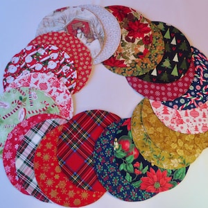Christmas 11&quot;  Circular Placemat/Centerpiece Reversible Round Holly Placemat Poinsettia Santa Candy Cane Table Decor Christmas  Home Decor
