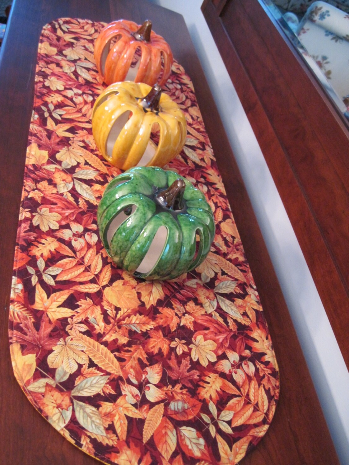 Burgundy Fall Leaves Table Runner 36 Autumn Table Etsy