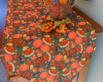 54" Thanksgiving Turkey Table Runner Reversible Thanksgiving Theme Centerpiece Table Decor Pumpkin Fall Table Runner Autumn Home Decor