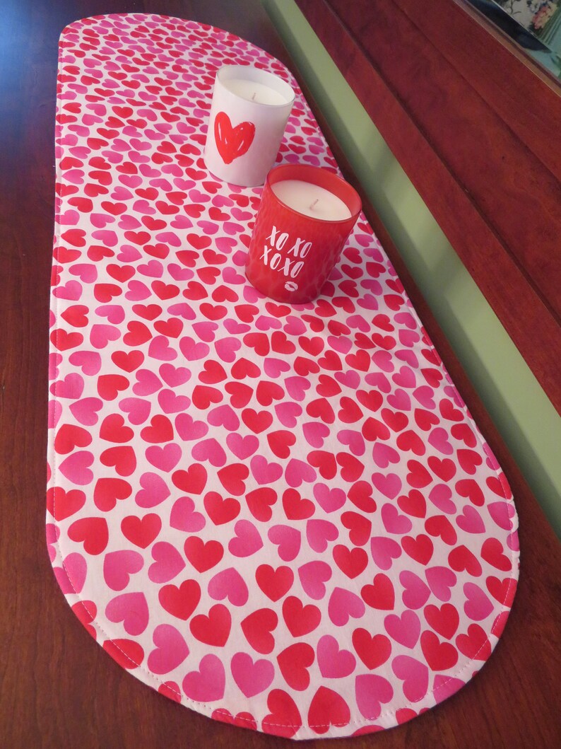 36" Valentines Day Heart Table Runner Reversible Valentines Runner Pink ...
