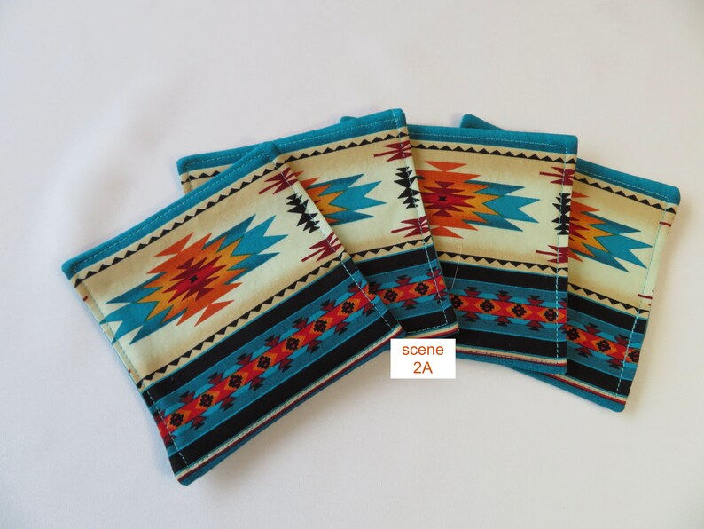 Southwestern Coasters Set of 4 or 6 Turquoise Southwest Etsy